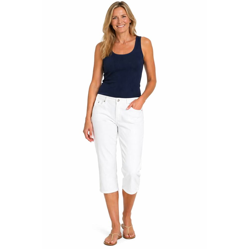 Gloria Vanderbilt Amanda The Perfect Fit White High Rise Capri Crop Jeans Sz 12